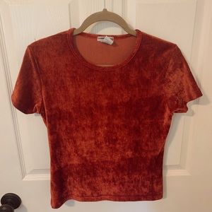 vintage orange red velvet top